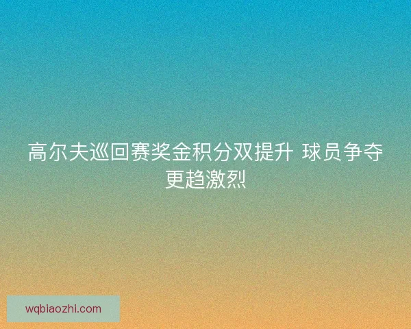 高尔夫巡回赛奖金积分双提升 球员争夺更趋激烈