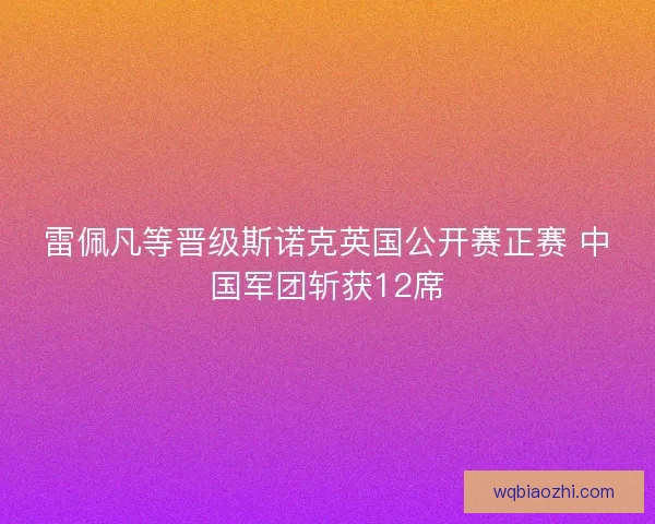 雷佩凡等晋级斯诺克英国公开赛正赛 中国军团斩获12席